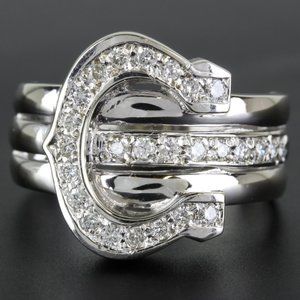 Vintage 14k White Gold Horseshoe Diamond Ring - image 1